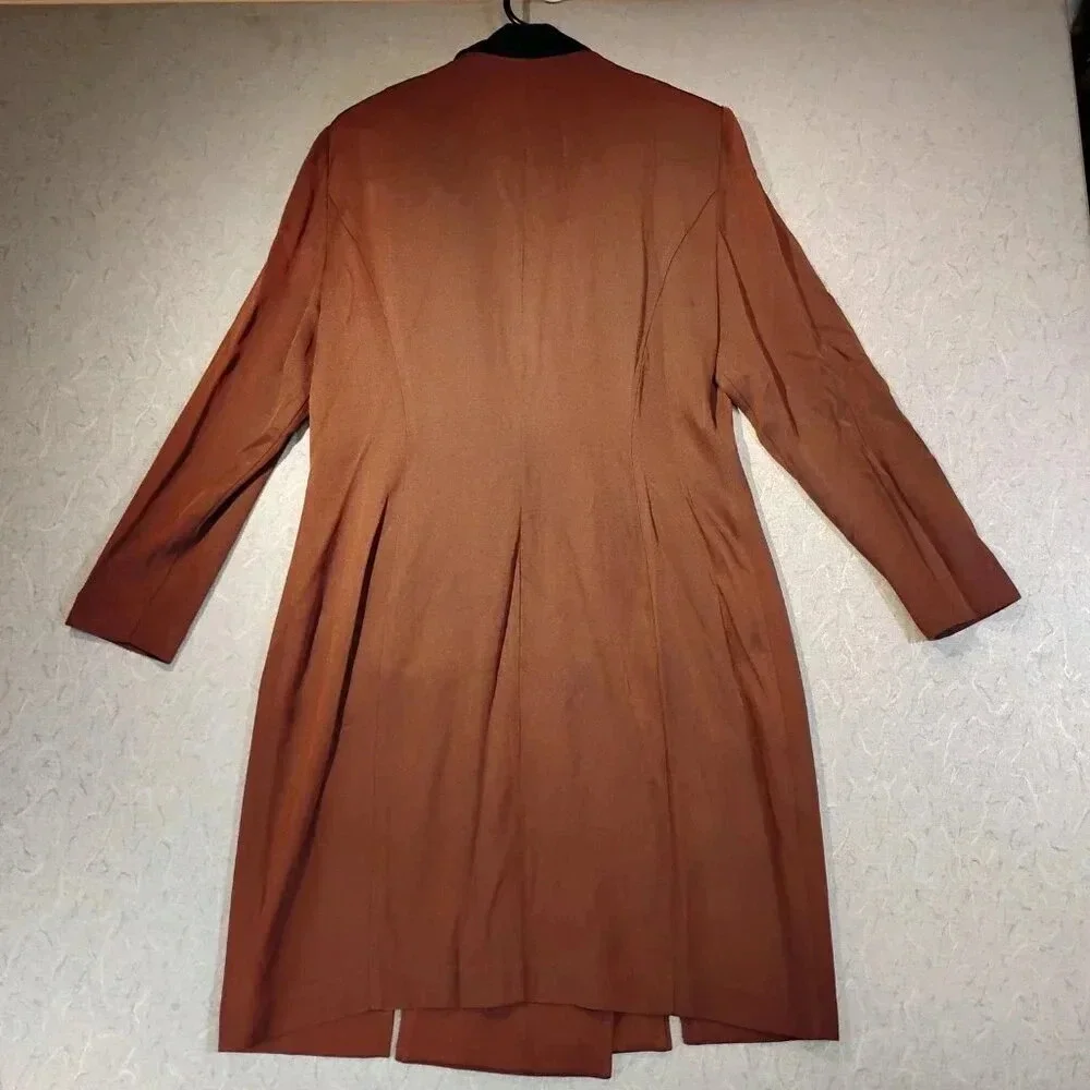 Danny & Nichol New York Women's Brown Double  Breasted Trench Coat Size 14P - Picture 5 of 11